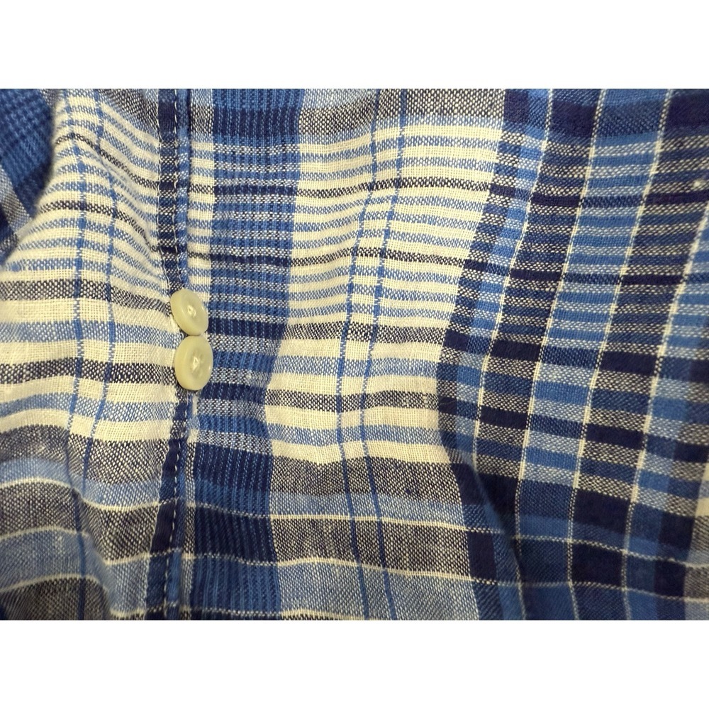 Polo Ralph Lauren Shirt Linen Button Up XL Blue Plaid Pony Long Sleeve - Picture 7 of 8